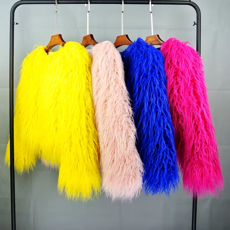 Fuzzy Jacket Cropped Faux Fur