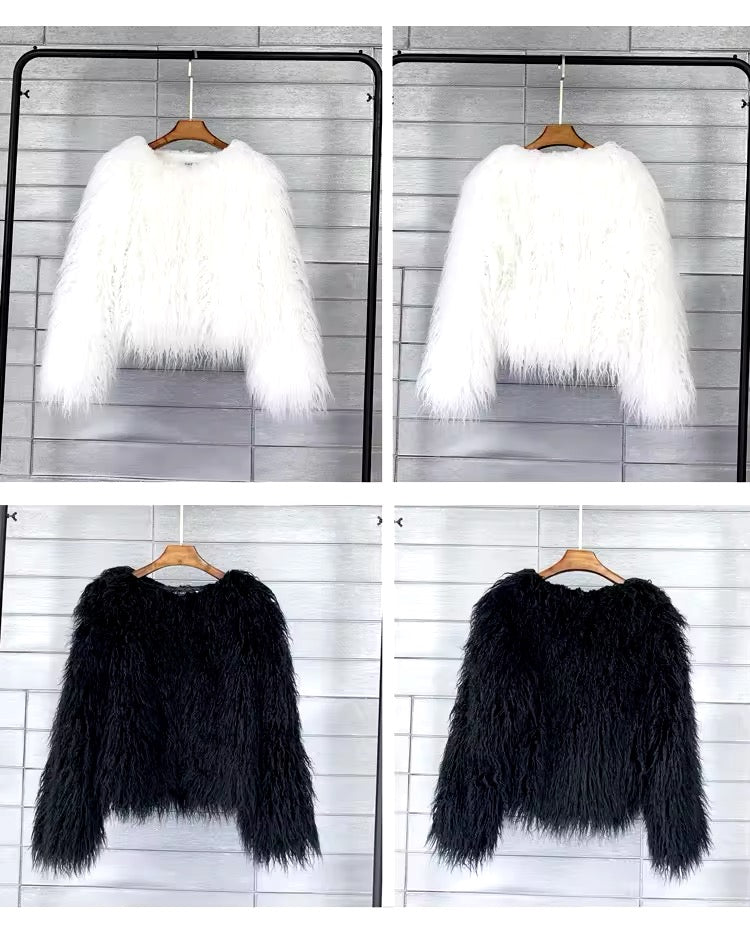 Fuzzy Jacket Cropped Faux Fur