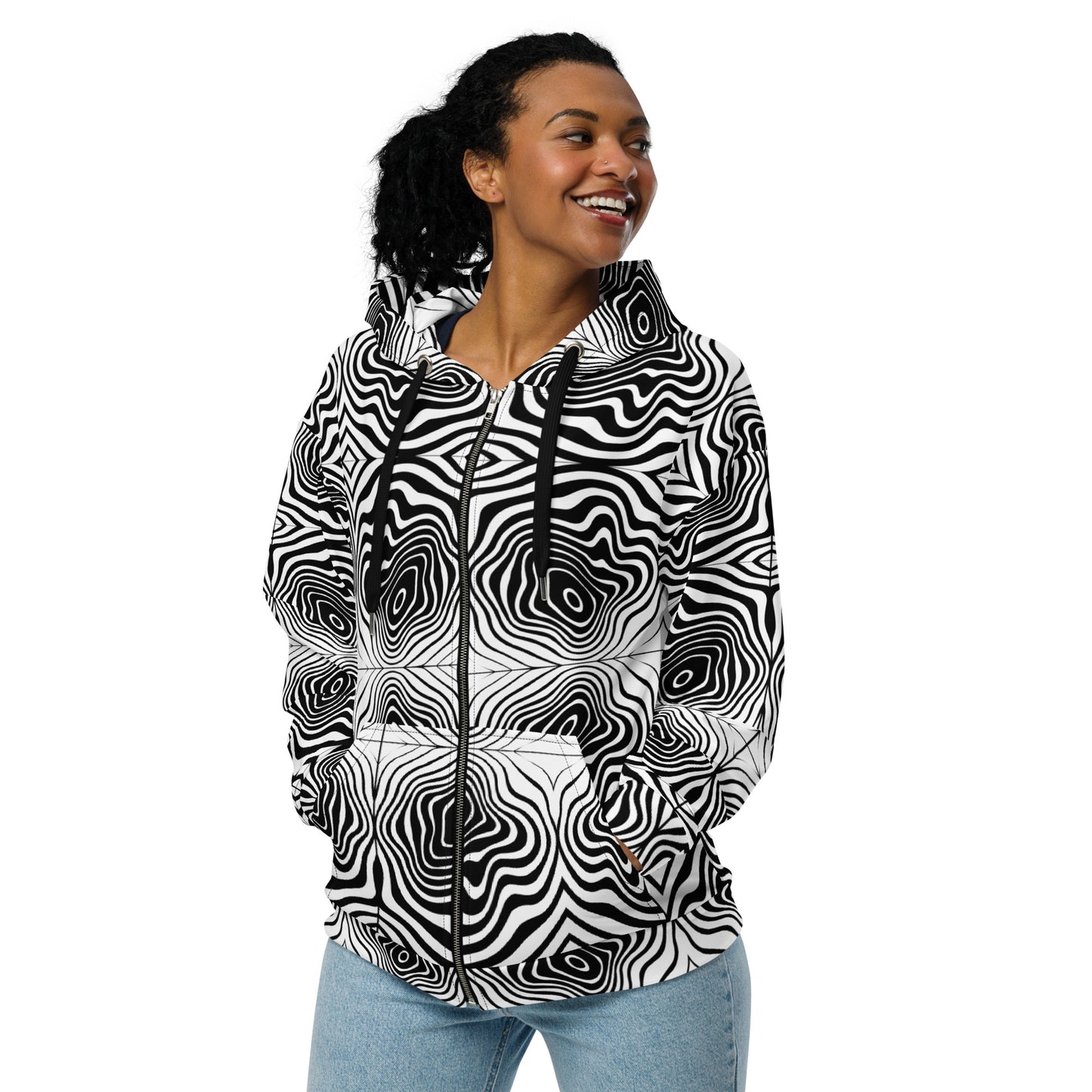 Black Spiral Zip Up Hoodie UNISEX