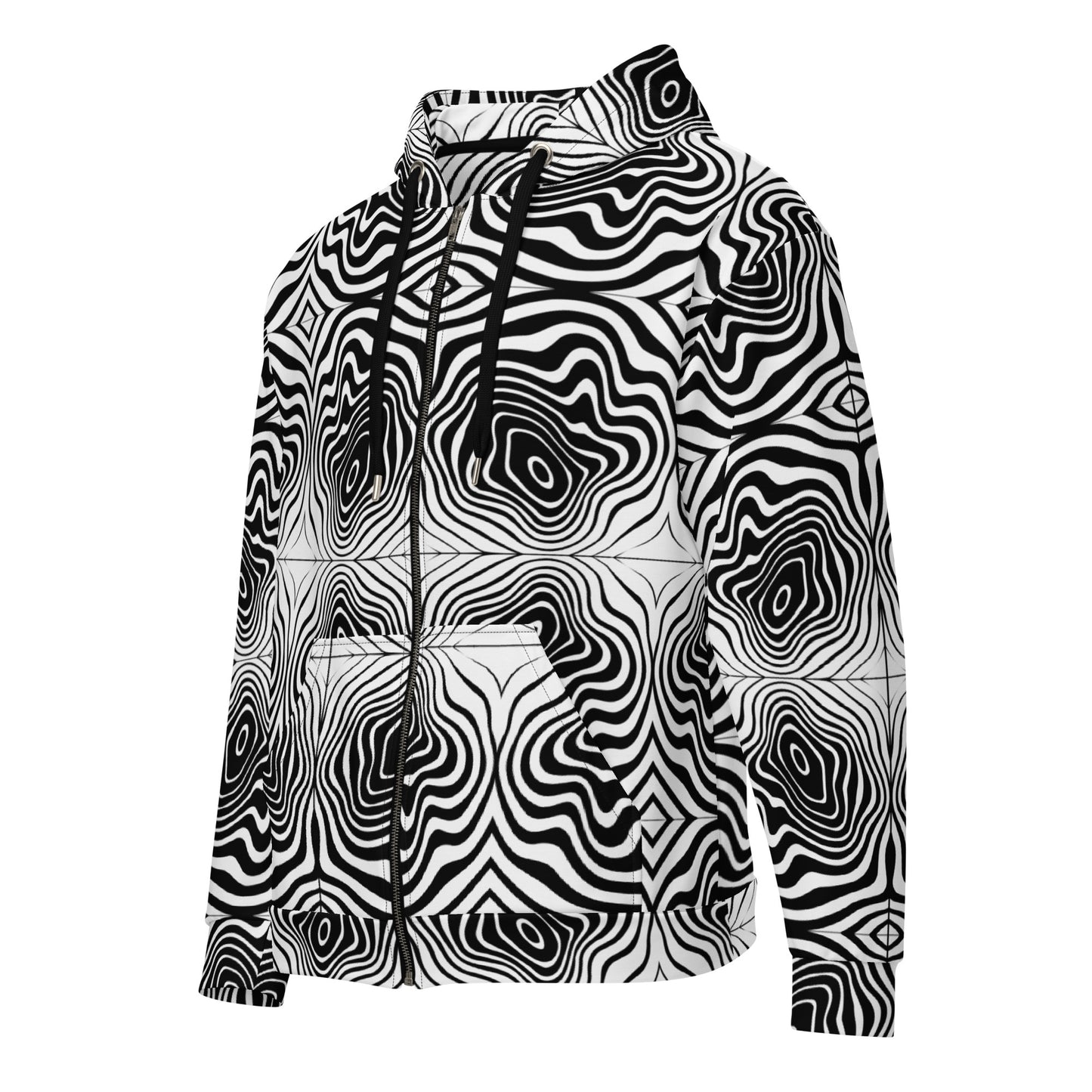 Black Spiral Zip Up Hoodie UNISEX