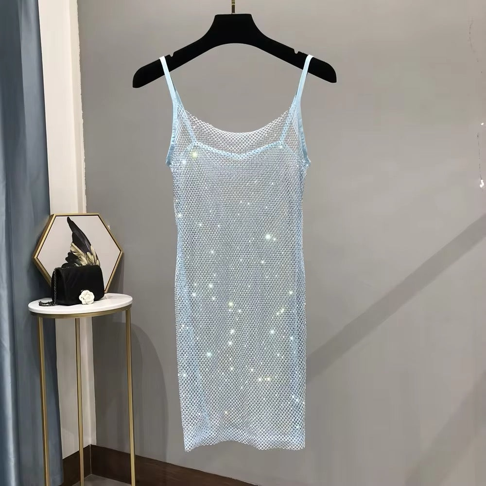 Rhinestone Mesh Dress