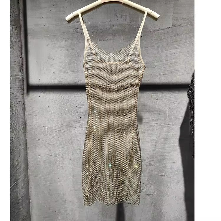 Rhinestone Mesh Dress