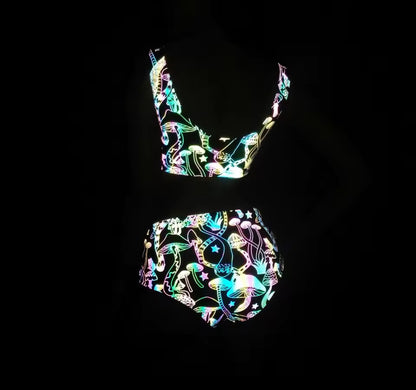 Mushroom Reflective Crop Top & Bottom set