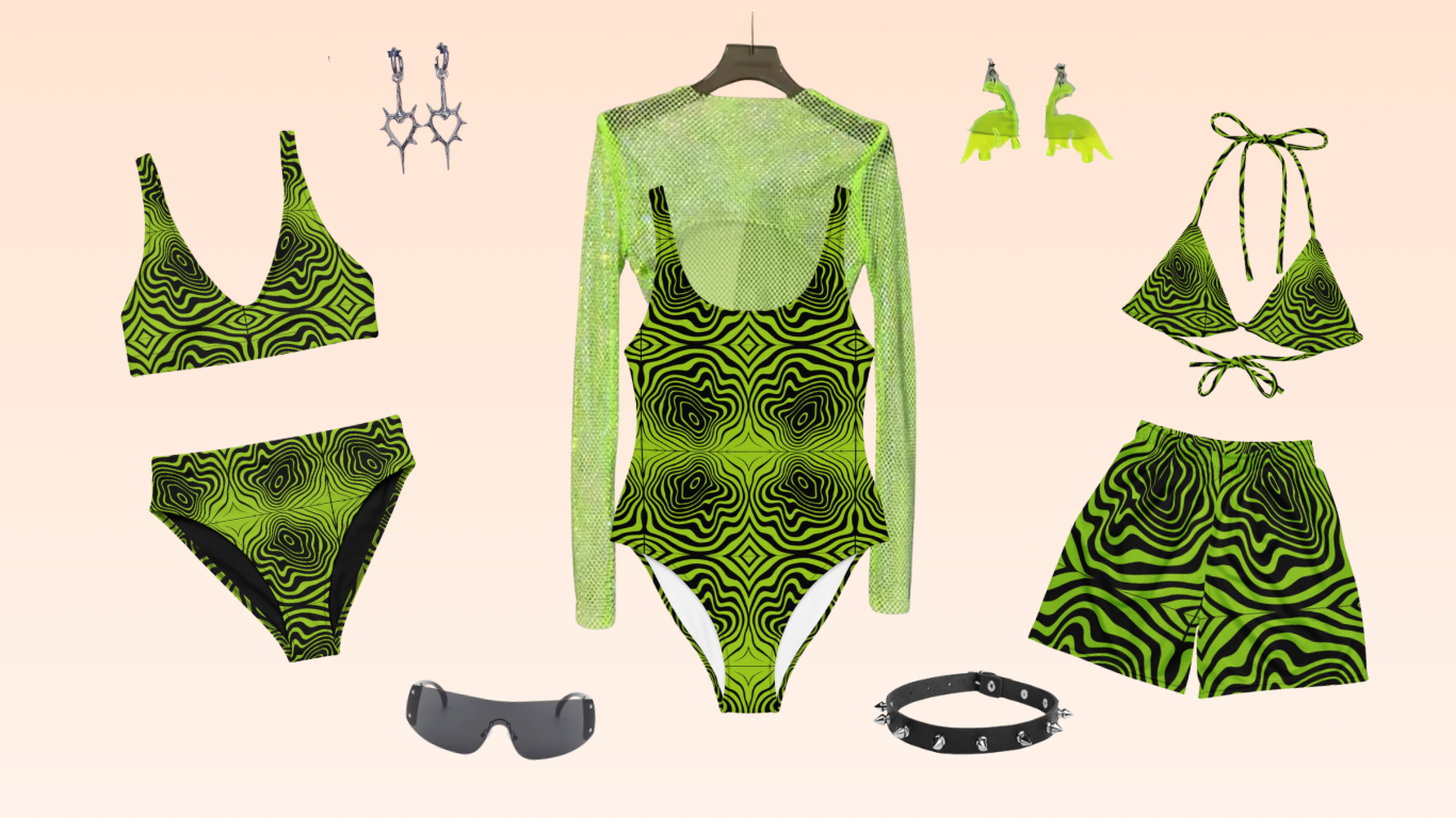 Green Spiral Bikini Bottom