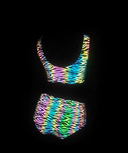 Reflective Crop Top & Bottoms