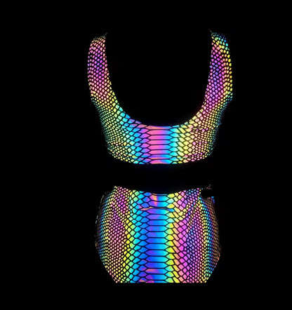 Reflective Crop Top & Bottoms Set