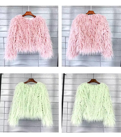 Fuzzy Jacket Cropped Faux Fur