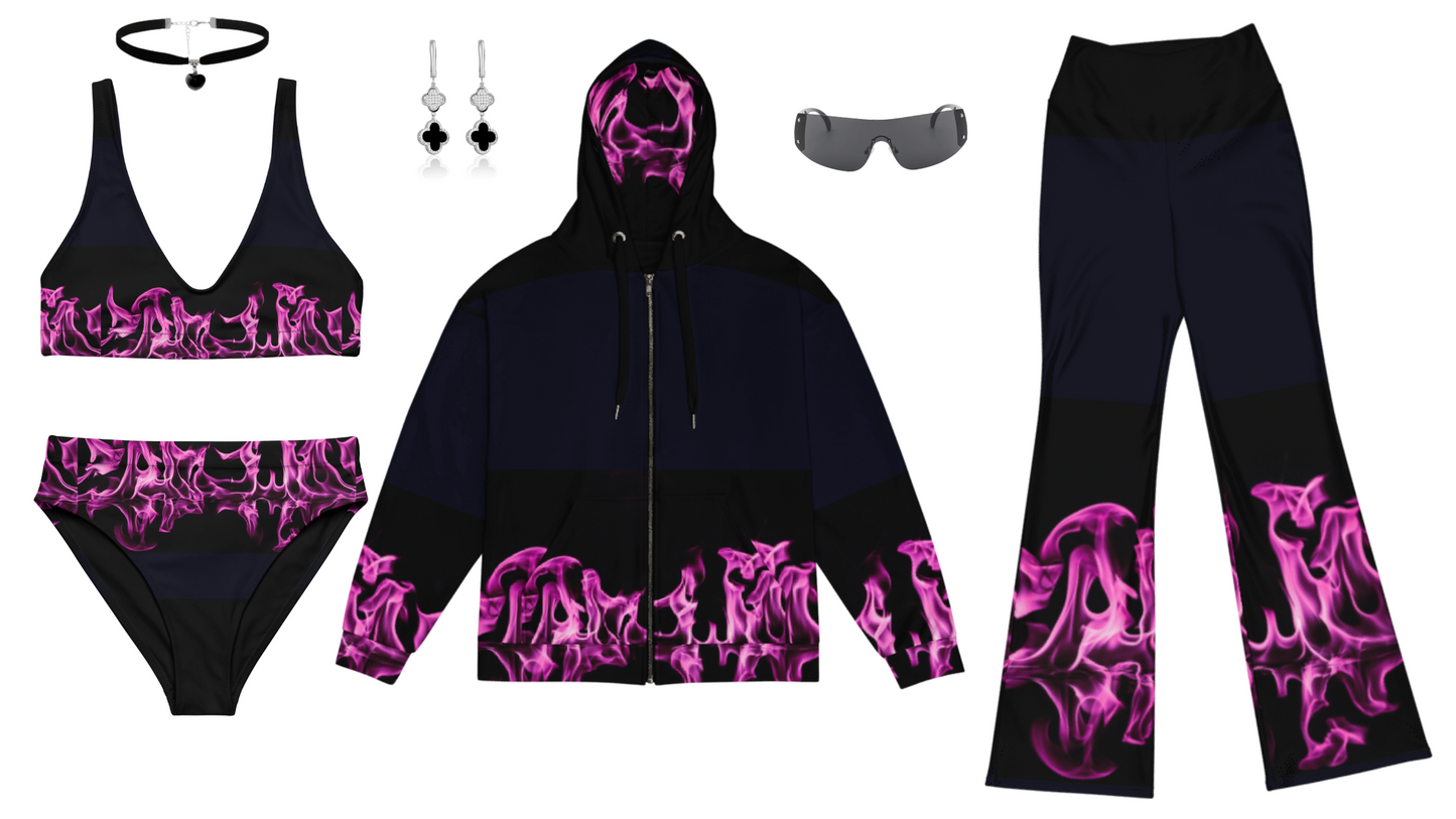 Pink Flame Zip Up Hoodie UNISEX