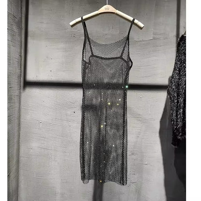 Rhinestone Mesh Dress