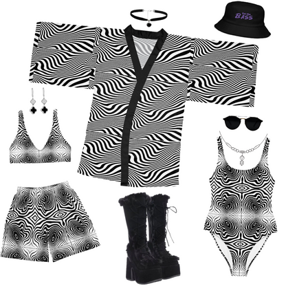 Black Spiral long-sleeve crop top