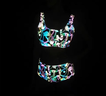 Mushroom Reflective Crop Top & Bottom set
