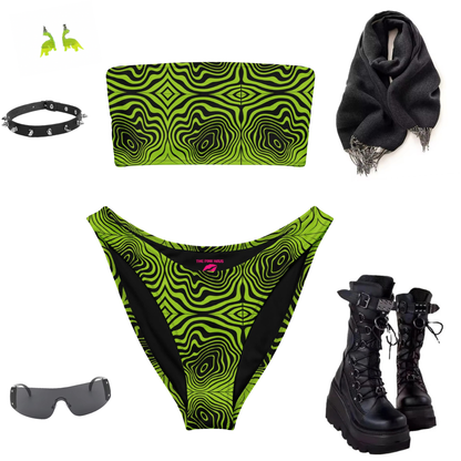 Green Spiral bandeau bikini