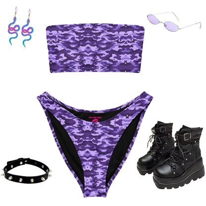Purple Camo bandeau bikini