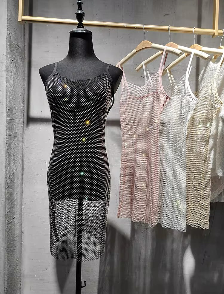 Rhinestone Mesh Dress