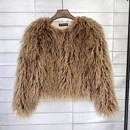 Fuzzy Jacket Cropped Faux Fur