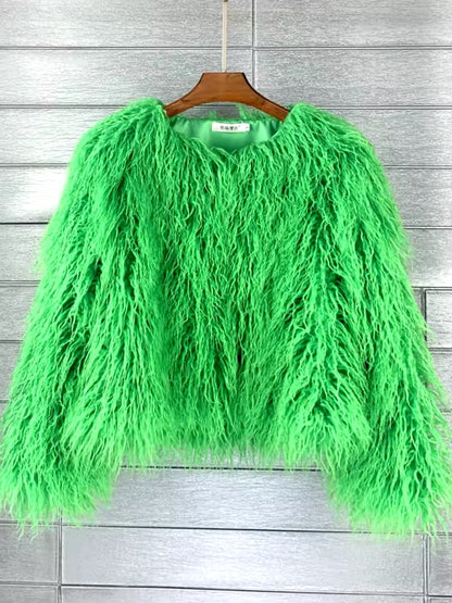 Fuzzy Jacket Cropped Faux Fur