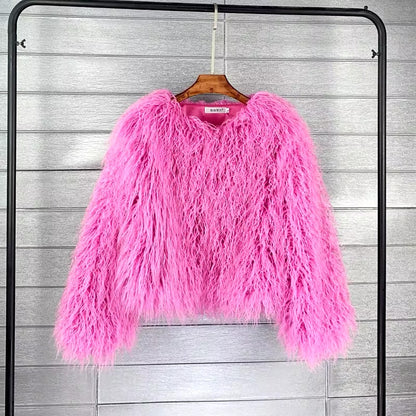 Fuzzy Jacket Cropped Faux Fur