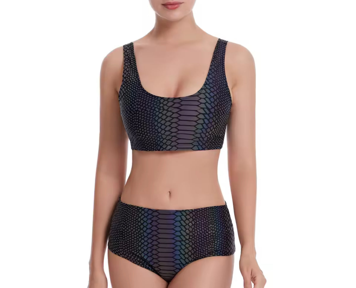 Reflective Crop Top & Bottoms Set