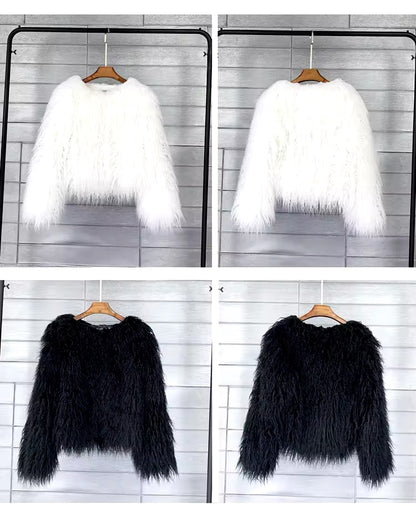 Fuzzy Jacket Cropped Faux Fur