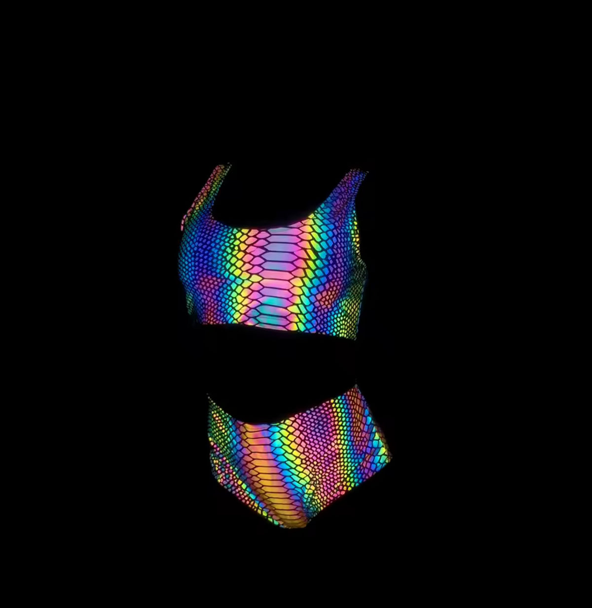 Reflective Crop Top & Bottoms Set
