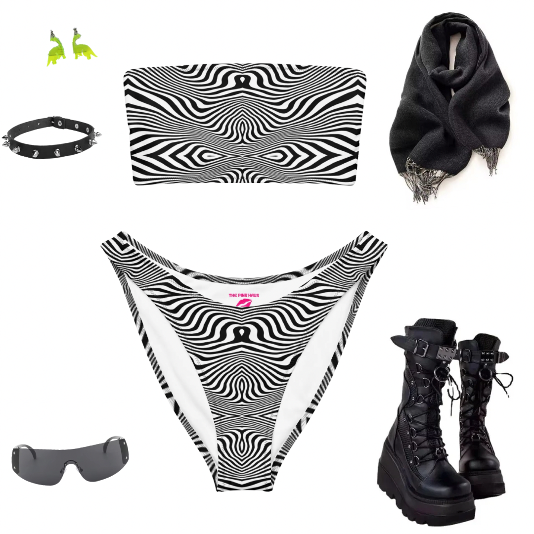 Black Spiral bandeau bikini