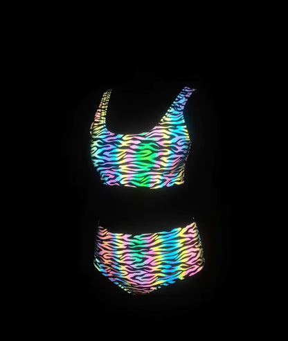 Reflective Crop Top & Bottoms