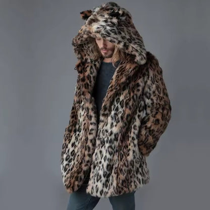 Cat Ear Leopard Faux Fur Jacket