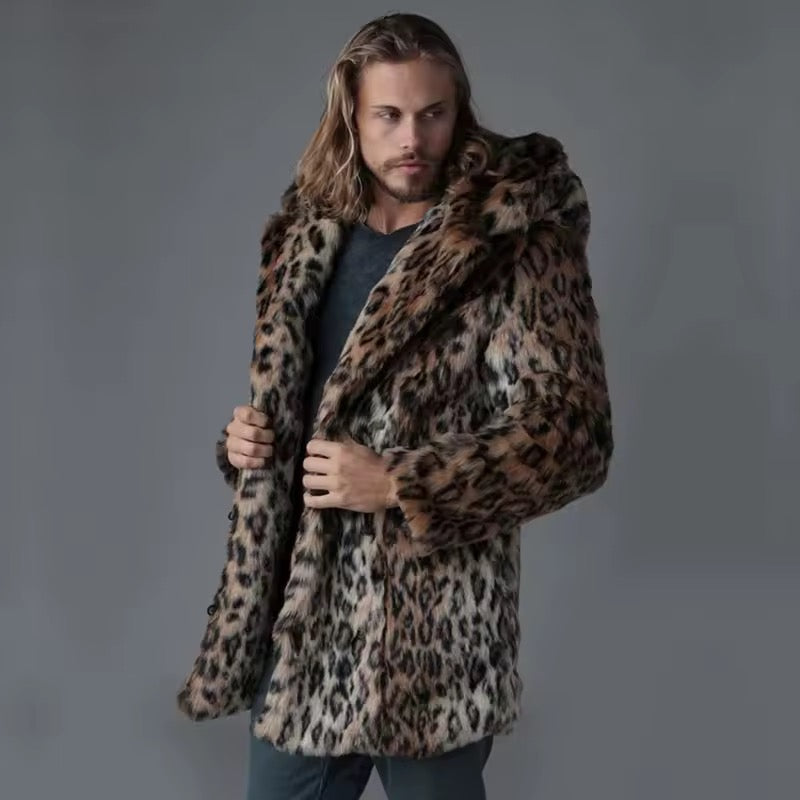 Cat Ear Leopard Faux Fur Jacket