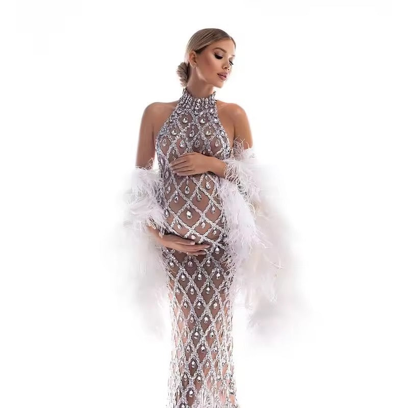 Rhinestone Dress for Pregnancy