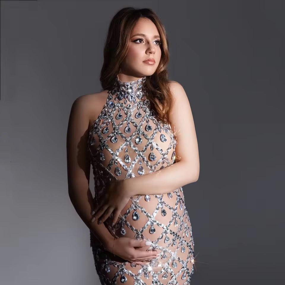 Rhinestone Dress for Pregnancy
