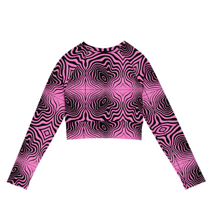 Pink Spiral Long Sleeve Crop Top