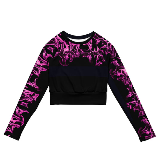 Pink Flame Long Sleeve Crop Top