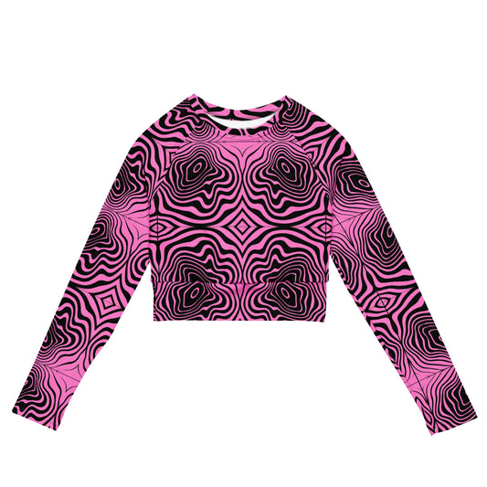 Pink Spiral Long Sleeve Crop Top