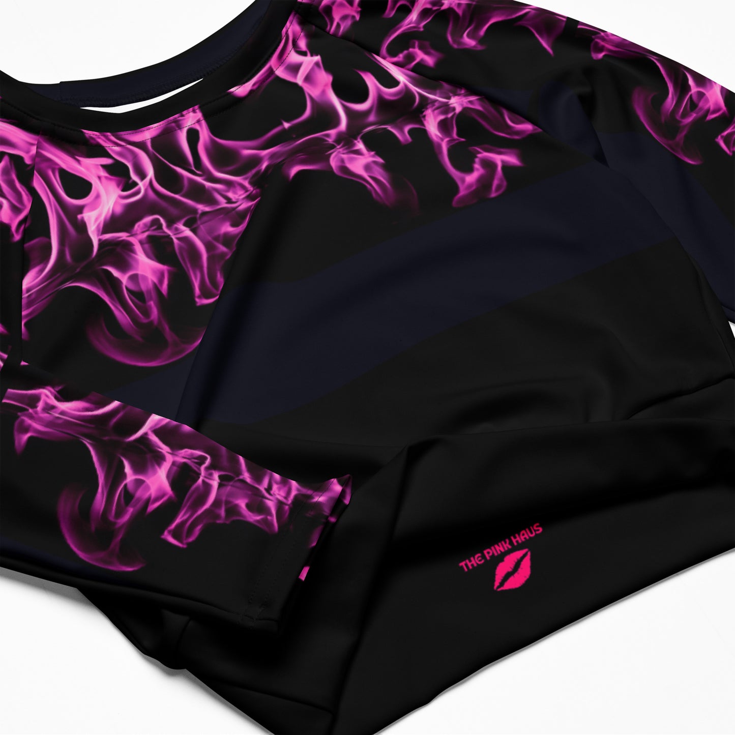 Pink Flame Long Sleeve Crop Top