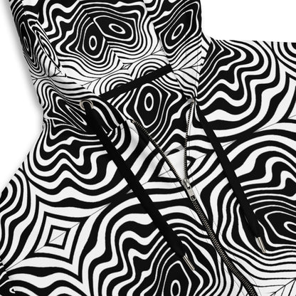 Black Spiral Zip Up Hoodie UNISEX