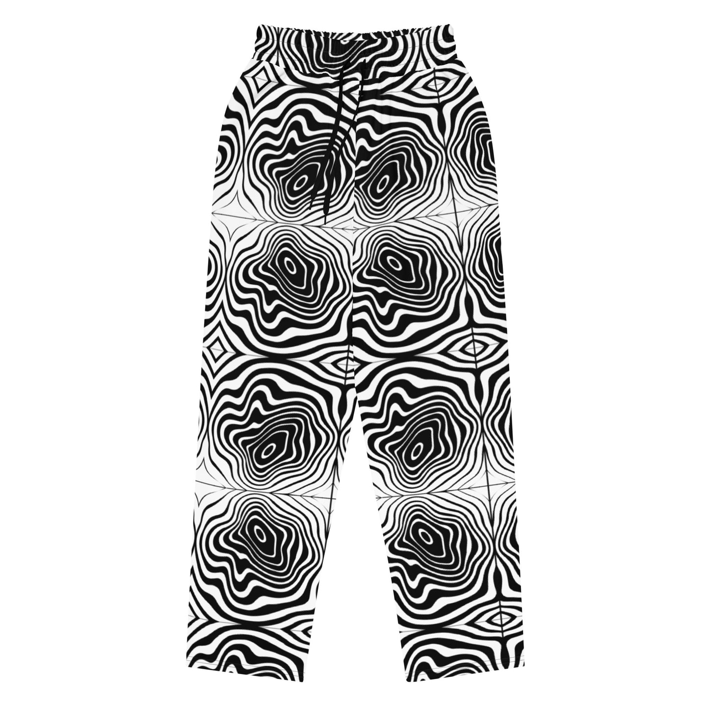 Black Spiral Wide-Leg Joggers