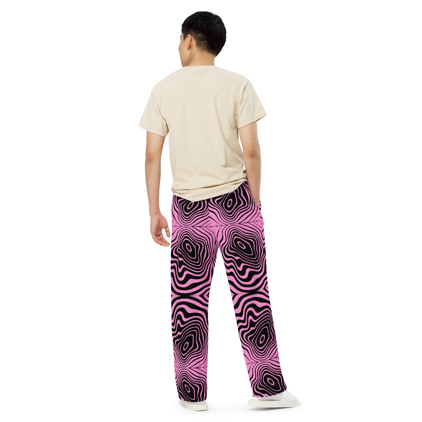 Pink Spiral Wide Leg High Waisted Pants UNISEX