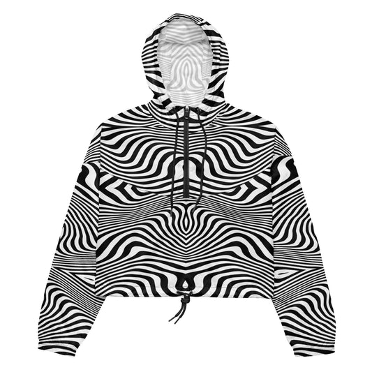 Black Spiral Cropped Windbreaker