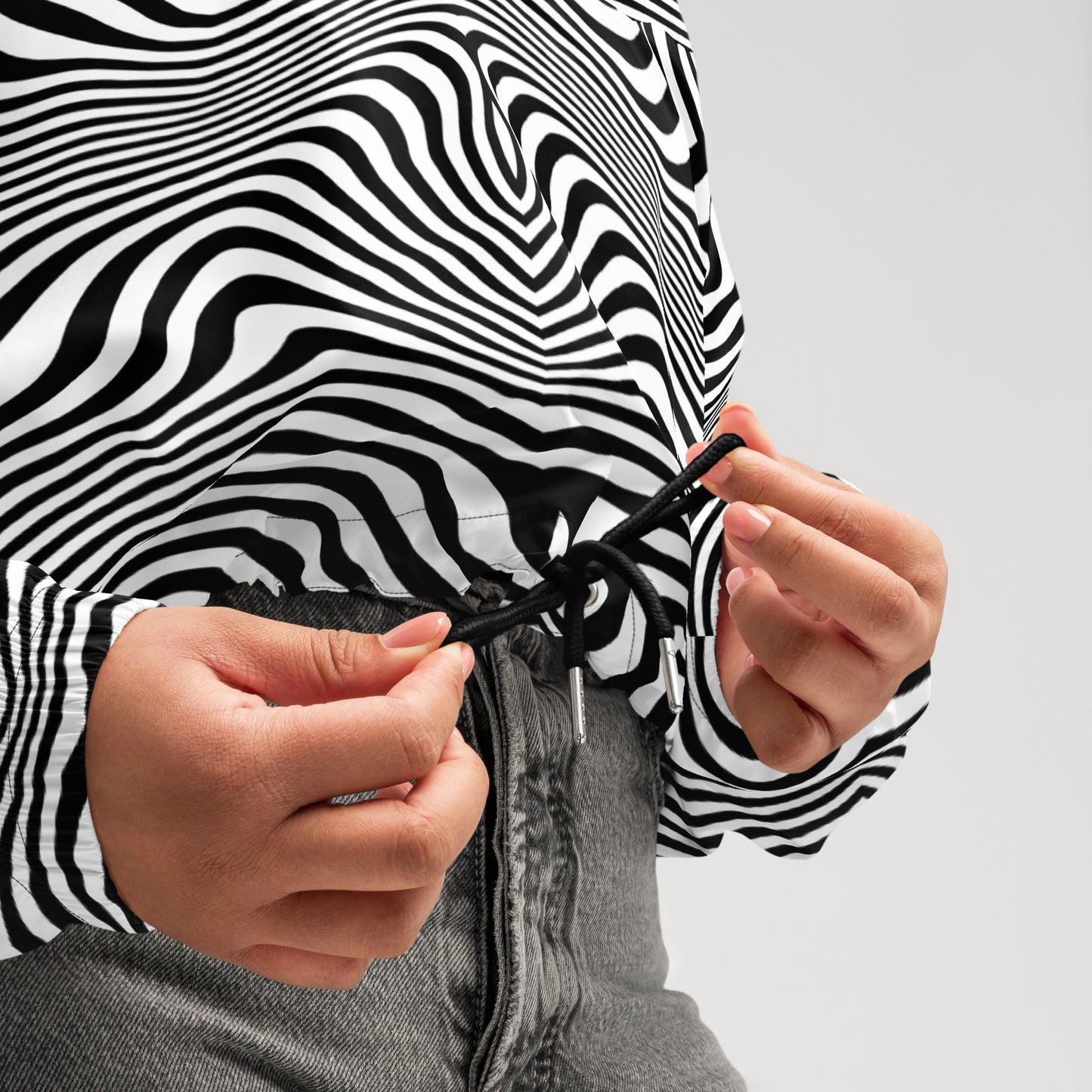 Black Spiral Cropped Windbreaker